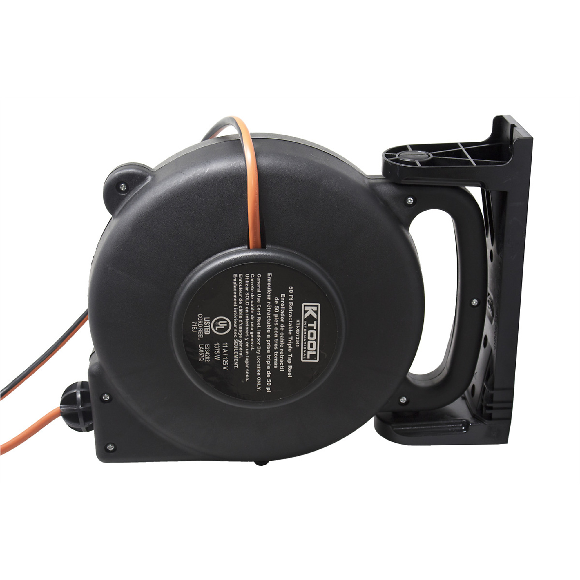 K Tool International Retractable Triple Tap Reel — 50ft. Cord Length, Model# KTIXD73341